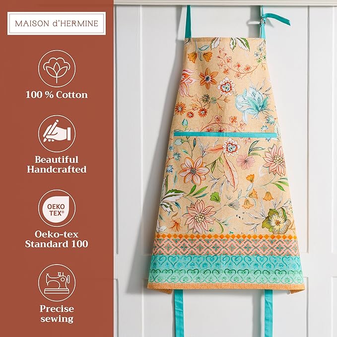 Maison d' Hermine 100% Cotton Apron for women with Pocket Kitchen Chef Apron for Men Cooking Mothers Day Gifts