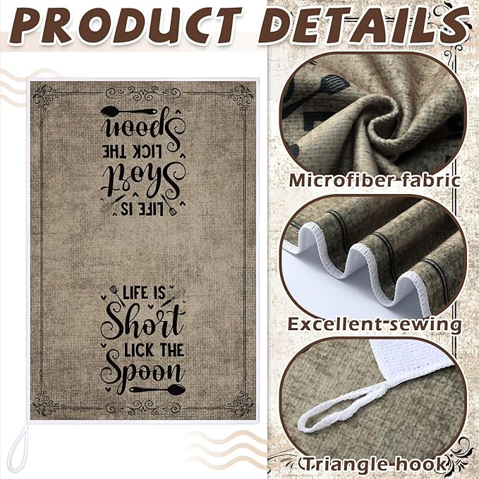 Bencailor 6 Pcs Simple Words Kitchen Towels Decorative Sets Dish Towels Absorbent Fast Drying Hand Tea Vintage Hanging Reusable Cleaning Dishcloths for Cooking Farmhouse Bathroom Accessory