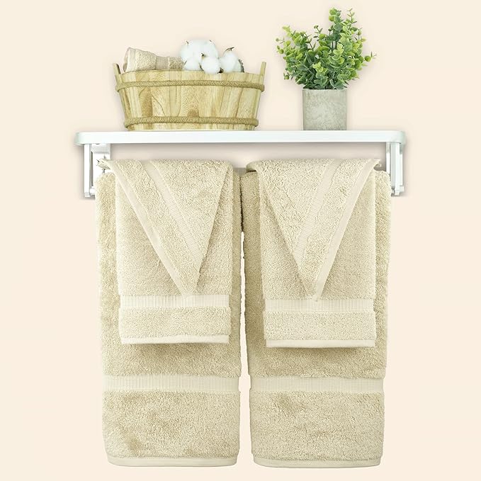Chakir Turkish Linens 100% Cotton Premium Turkish Towels for Bathroom, 2 Large Bath Towels 36x60, 2 Hand Towels, 2 Washcloths (6-Piece Towel Set, Beige)