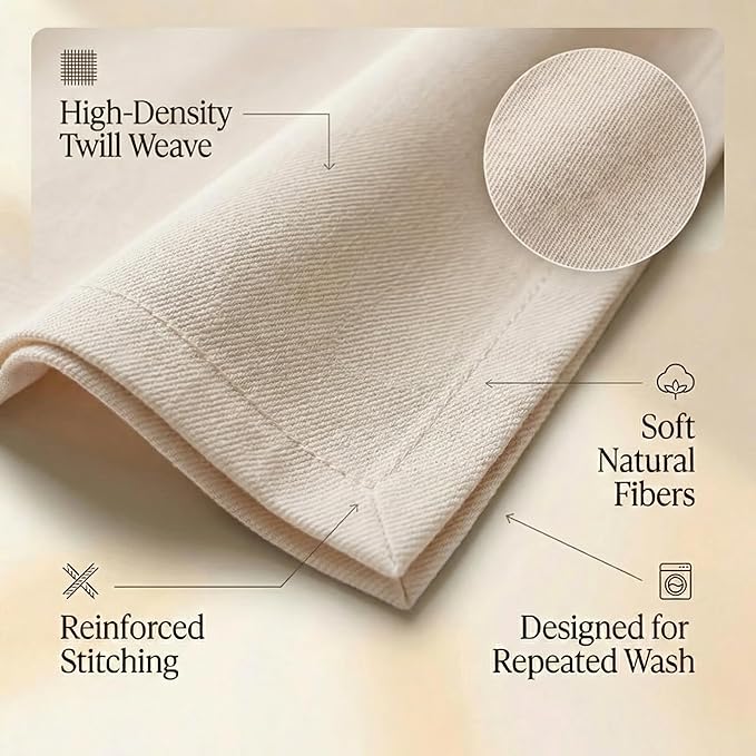 Accent Home 100% Cotton Napkins, Delicate Cloth Napkins for Dinners, Parties and Weddings，18 x 18 Inch Set of 6 - Ivory