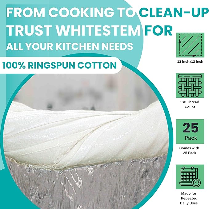 Dish Cloths Cotton | Kitchen Wash Cloth | Shop Towels Absorbent and Lint Free Flour Sack | Dishcloths for Kitchen Washing Dishes | Thick Absorbent Quick Dry Dish Rags | 24 Pack 13"x13" Natural