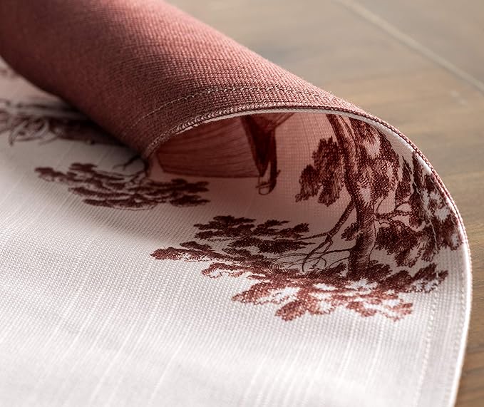 Maison d' Hermine Placemats Set of 4 100% Cotton Washable Cloth Place Mats, Reusable Table Mats for Thanksgiving Christmas Decorations Kitchen Dining Party Wedding (Holy Jouy - Brown, 13" x 19")