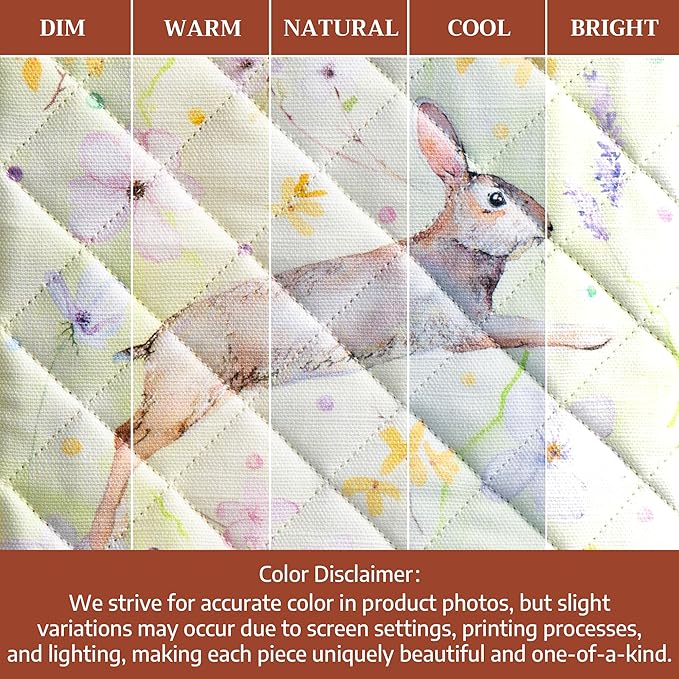 Maison d' Hermine Pot Holders 100% Cotton Heat Resistant Potholders 8" x 8" Hot Pads with Loop BBQ Cooking Baking Gifts for Mothers Day Handling Hot Pans Spring/Summer (Pack of 1, Easter Zest)