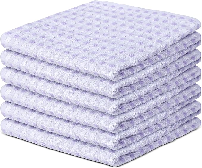 Vintage Vista 100% Cotton Dish Cloths (Pack of 6) - Dish Rags for Washing Dishes - Reusable & Highly Absorbent Kitchen Towels - Kitchen Rags fo Easter - (12" x 12" - Purple Honeycomb)