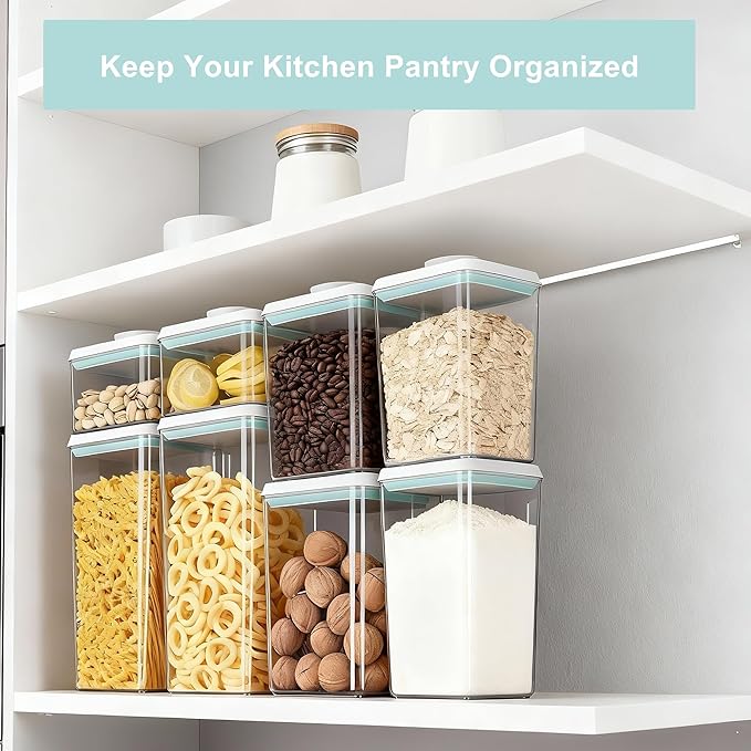Pop Containers with Lids - Stackable Airtight Food Storage, Kitchen Pantry Storage Containers for Snacks Candy Salt Herbs Spices BPA-Free (12PCS (1.2 + 2.0 + 2.7 + 3.3 Qt) * 3)