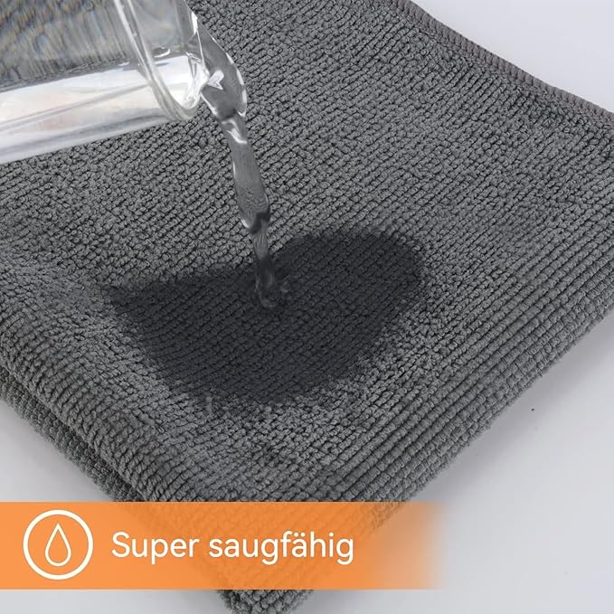 KinHwa Kitchen Washcloths for Dishes Absorbent Microfiber Dish Cloths Quick Dry Dish Rags with Poly Scour Scrub Side Ideal for Kitchen Cleaning (Gray, 12inchx12inch 10 Pack)