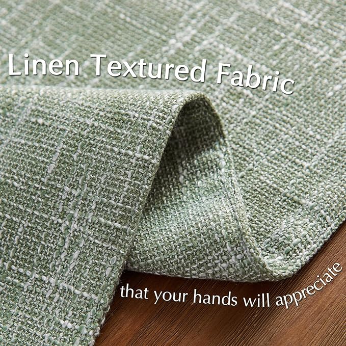 JINCHAN Burlap Textured Placemats Set of 4 Farmhouse Cloth Place Mats Table Mats Sturdy Fabric Placemats for Kitchen Dining Table Double Layer Heat Resistant Tablemats 13 x 19 Inch Green