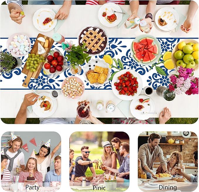 QINJIEJIE Lemon Table Runners Italy Kitchen Capri Dining Party Decorations for Home Summer Farmhouse Decor Yellow Table Runner 13x72 Inch