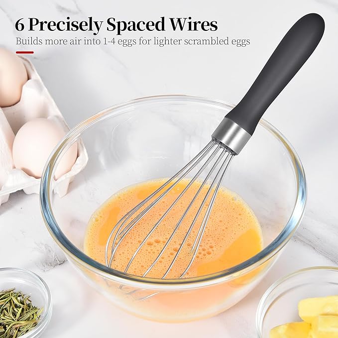 9.06in Kitchen Wire Whisk, 18/10 Stainless Steel Metal Balloon Wisk Heavy Duty Egg Beater whisker Hand Mixer for Cooking, Baking, Mixing, Stirring, Sauce, Flour, chocolate（Small, lnky Black）