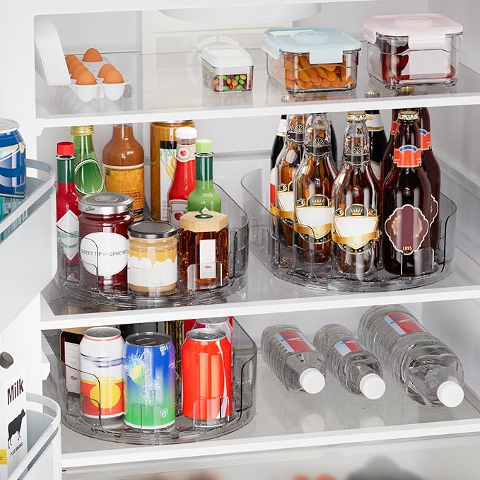 Lazy Susan Organizer for Refrigerator, 13.5'' x 8.5'' Clear Rectangular Turntable Fridge Organizer for Condiments in Refrigerator, Cabinet, Pantry, or Kitchen Countertop (1 Pack)
