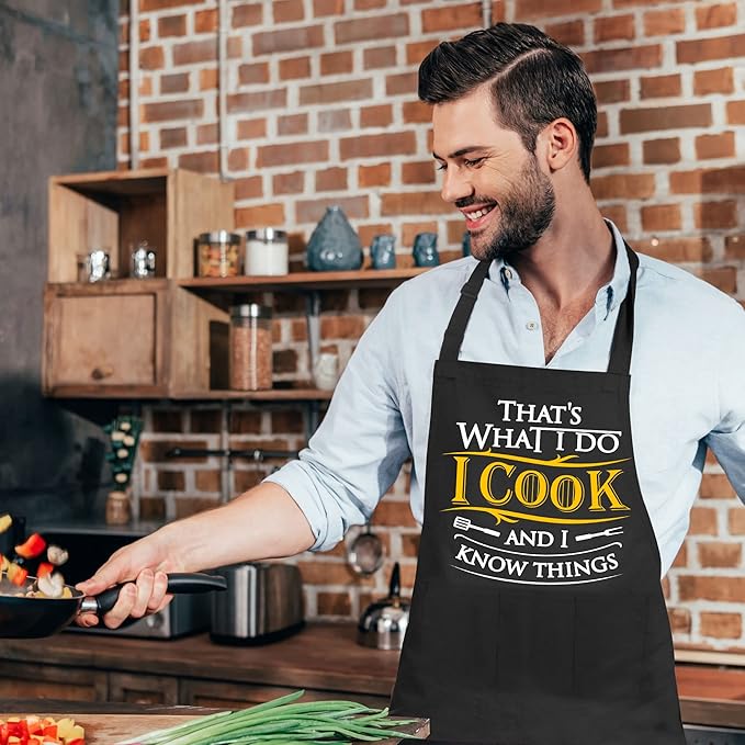 Grilling Aprons for Men,Cnavas Corss Back with Large Pockets Adjustable Chef Aprons, Funny Gifts for Men