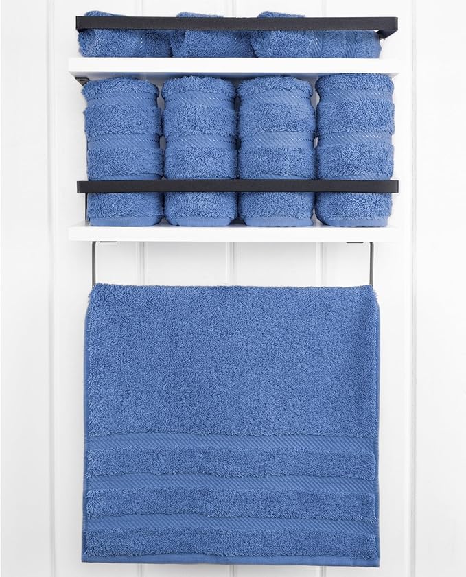 American Soft Linen Luxury Hand Towels for Bathroom, 600 GSM Heawy Weight 16x28 Size 100% Cotton Turkish 4 Piece Hand Face Towel Set, Electric Blue Hand Towels