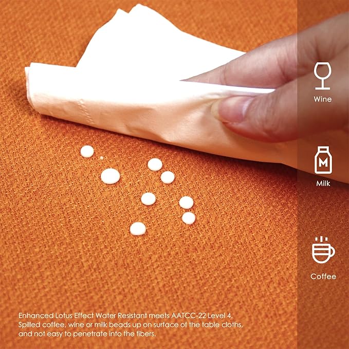 BALCONY & FALCON Rectangle Tablecloth Washable Wrinkle Resistant and Water Proof Table Cloth Decorative Linen Fabric Tablecloths for Dining Parties Kitchen Wedding and Outdoor (Vibrant Orange, 55x95)