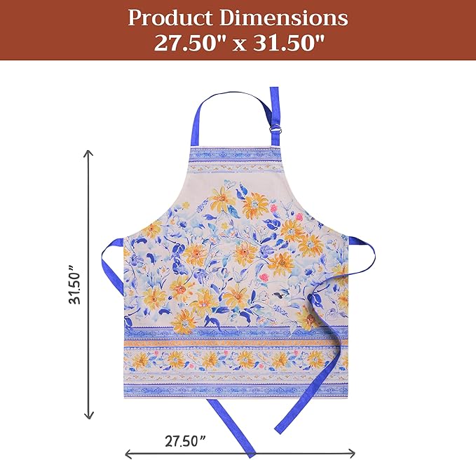 Maison d' Hermine 100% Cotton Apron for women with Pocket Kitchen Chef Apron for Men Cooking Mothers Day Gifts