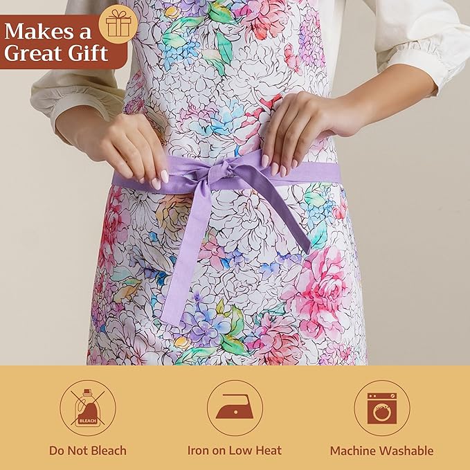 Maison d' Hermine 100% Cotton Apron for women with Pocket Kitchen Chef Apron for Men Cooking Mothers Day Gifts
