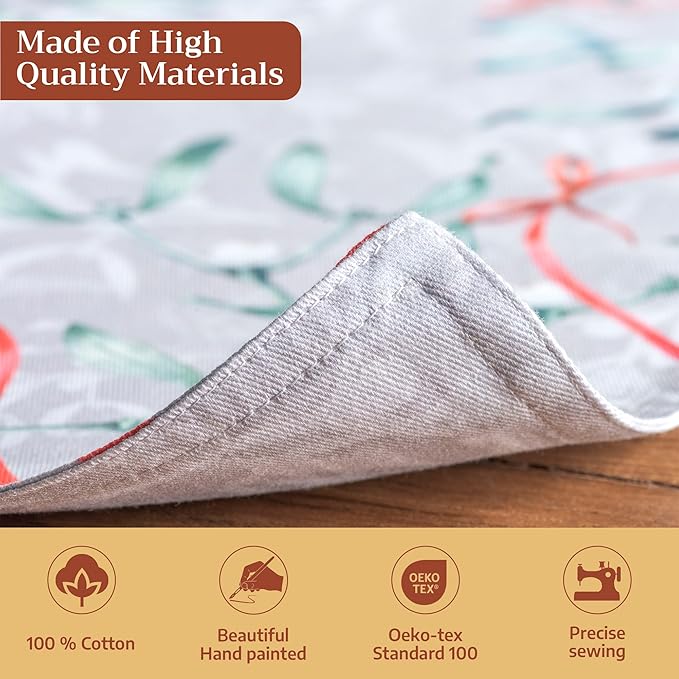 Maison d' Hermine Placemats Set of 4 100% Cotton Washable Cloth Place Mats, Reusable Table Mats for Thanksgiving Christmas Decorations Kitchen Dining Party Wedding Restaurant (Enora, 13" x 19")