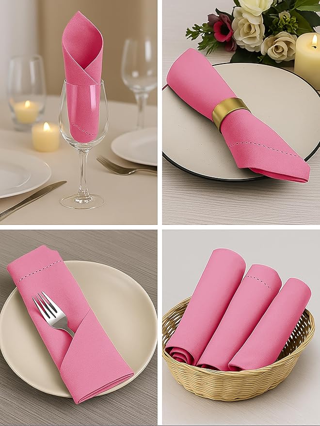 ALPHA Living HOME Cotton Cloth Napkins Set of 12, 18x18 Cotton Napkin Cloth Washable, Soft, Reusable Napkins for Wedding, Parties, Christmas, Thanksgiving, Everyday Use (Sherbet)