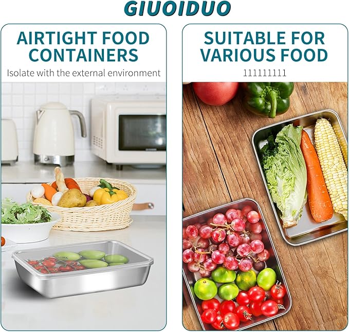 GIUOIDUO stainless steelFood Storage 12-Pack Lunch BoxContainers setsstorage box with lidfreezer FrozenKitchen tra with lidOven plateSide dish plate Freezer & Dishwasher Safe
