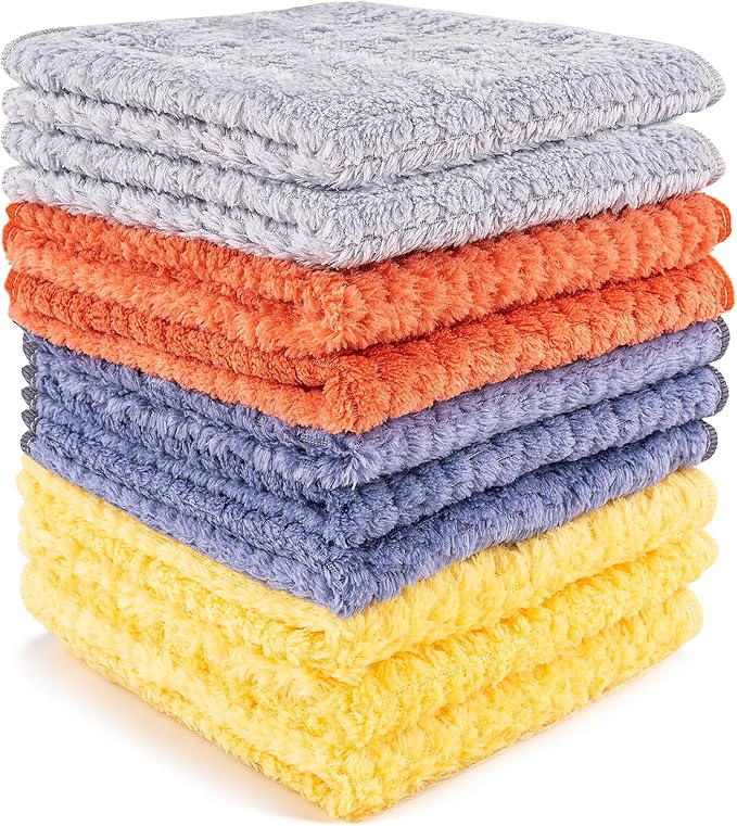 Reusable Microfiber Cleaning Cloth,10 Pack Cleaning Towels for Dish Drying Washing, 12"×12" Soft Absorbent, Streak-Free, Lint-Free, Cleaning Cloth Rags & Car, House, Kitchen(Assorted Color)