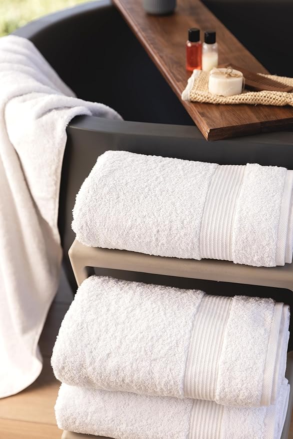 Classic Turkish Towels CTT - Premium 4 Piece Bath Towel Set, Made with 100% Turkish Cotton, Quick Drying, Highly Absorbent & Comfy Towels for Spa & Hotel | 30"x54" (White)