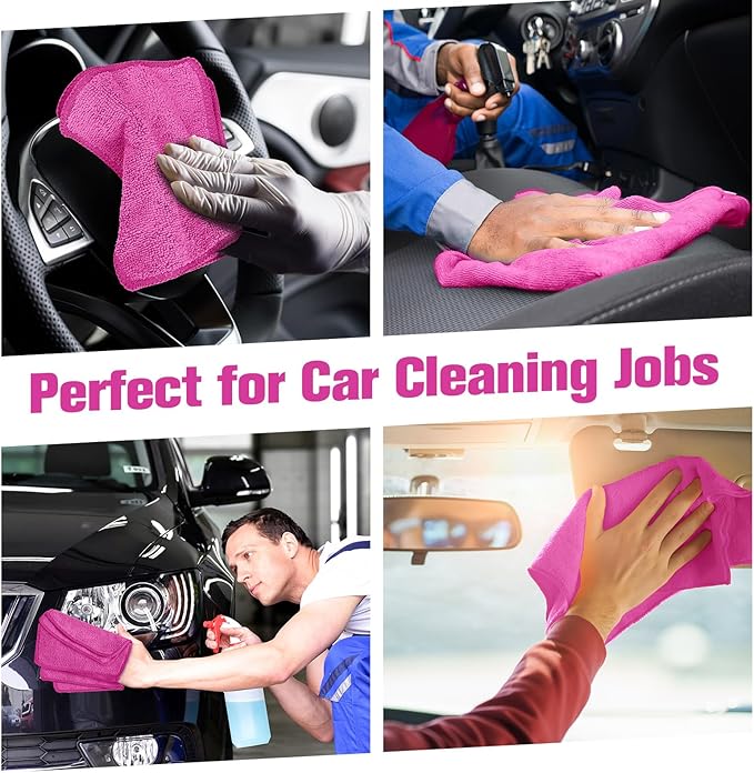 Tanlade Cleaning Cloth Dry Erase Cloth Cleaning Rags Reasonable Kitchen Towels Microfiber Towels Cars Wash(6 x 6 Inch,Pink,30 Pcs)