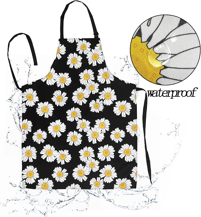 Sosolong Adjustable Waterproof Apron Bib Apron with 2 Pockets Cooking Kitchen Aprons for Women Men Chef