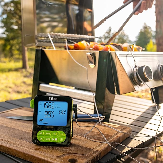 Taylor TruTemp Dual Probe Wired Programmable Meat and Food Thermometer, Digital for Cooking, Monitor Two Dishes with Two Probes for Baking, Grilling, and Roasting, User-Friendly, Backlit, Green