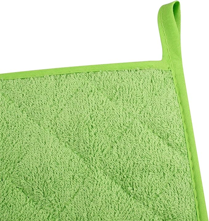 100% Cotton Kitchen Everyday Basic Terry Pot Holder Heat Resistant Coaster Potholder for Cooking and Baking Set of 5 Apple Green