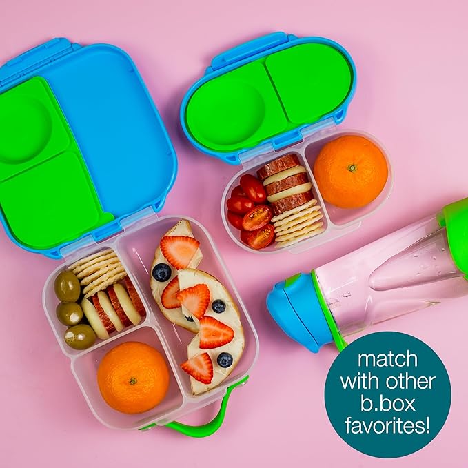 b.box Snack Box - Leakproof Mini Bento Box for Kids & Toddlers, 2 Compartment Snack Containers for Kids, Lunch Containers, Dishwasher Safe, BPA Free, PFAS Free, Ages 4m+, 1 3/4 Cup - Midnight