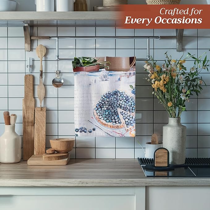 Maison d' Hermine Kitchen Towels Set of 3 100% Cotton 27.50" x 20" Reusable Cloth Tea Dish Towels Absorbent with Hanging Loop for Kitchen Gifts for Mothers Day Spring/Summer (Mulhouse)