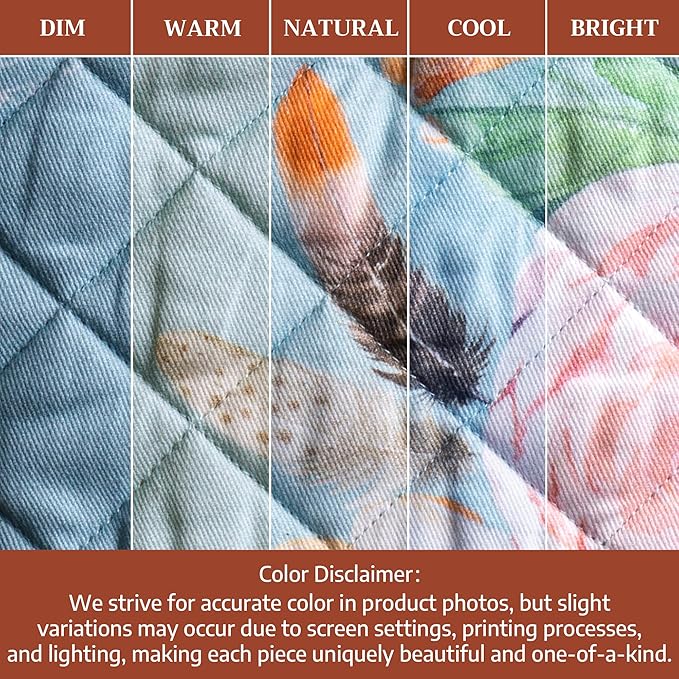 Maison d'Hermine Oven Gloves 100% Cotton Oven Mitt 7" x 13" with Loop Heat Resistant BBQ Cooking Gloves Baking Grilling Gifts for Mothers Day Spring/Summer (Pack of 1, Ibiza - Blue)