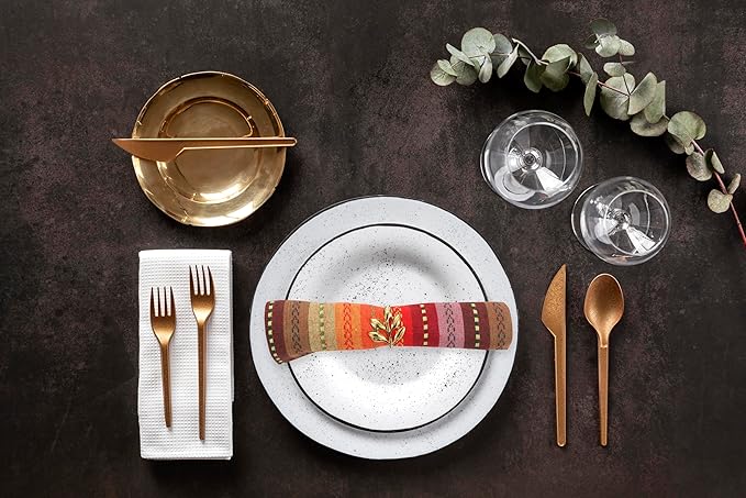 ACCENTHOME 100% Cotton Salsa Stripe Napkin Set of 12 18x18 inch Red/Rust Multicolour Dinner Napkins - Washable Soft Premium Hotel Quality Reusable Perfect Table Linen for Family Dinners Weddings