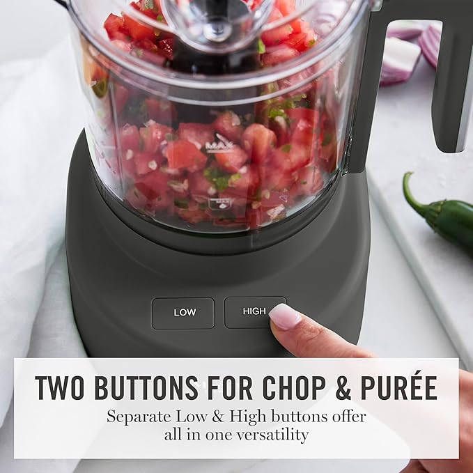 Martha Stewart 3 Cup Food Processor, Electric Vegetable Chopper, Stainless Steel Blades, 24oz BPA-Free Bowl, Pour Spout, Dicing, Mincing, Chop & Puree, Dishwasher Safe, Oil Chute, Easy-Clean, Caviar