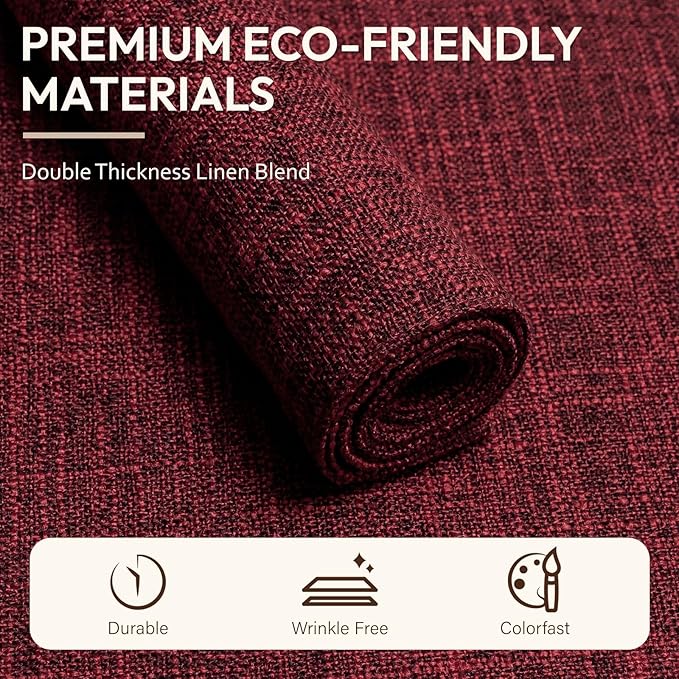 Blue Forest Placemats Set of 4, Dual-Layered Thickened Faux Linen Cloth Place Mats Heat Resistant Machine Washable Wrinkle Free Table Mats Indoor/Outdoor (Red)