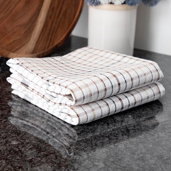 Ritz Wonder Towels, 30" x 20", 100% Cotton Kitchen Towels, Highly Absorbent, Large Size, Finely Woven, Lint Free, Streak Free Cleaning, Easy Care Towel Set, 2-Pack, Latte