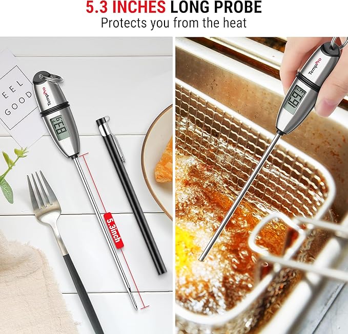 TempPro TP02S (2 Pack) Digital Food Thermometer for Cooking Bread Baking Sourdough Liquids, Meat Thermometer Digital with Super Long Probe for Kitchen BBQ Candy Making Accessory (Previously ThermoPro)