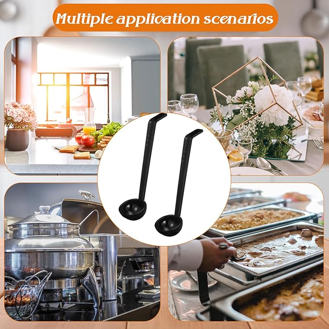 Tioncy 20 Pcs 1 oz Plastic Small Ladles with 8 Inches Long Handle, Mini Ladle for Serving Salsa Sauce Dressing Punch Bowl Sauces and Toppings (Black)