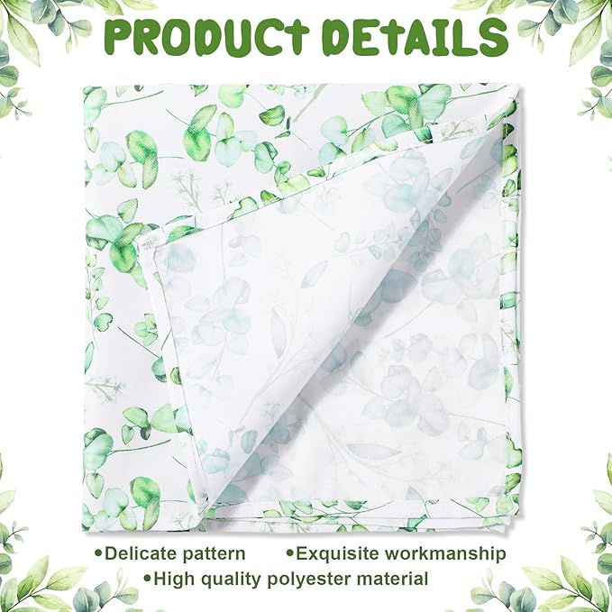 Tatuo Spring Flower Cotton Cloth Napkins Set of 24, 15 x 15 Inch Floral Dinner Napkins Soft Absorbent Washable for Family Cocktail Wedding Kitchen Dining Room Table Tea Party(Eucalyptus)