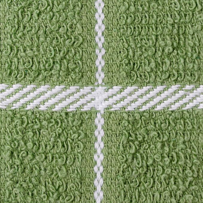 Ritz Terry Check Dish Cloth Set: Highly Absorbent & Super Soft - 100% Cotton, Durable Kitchen Cleaning Cloths for Wiping Tables and Counters, 6-Pack, Cactus