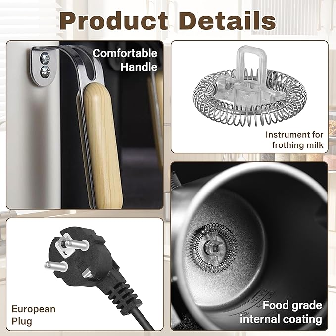 2026 Upgraded Milk Frother and Steamer, 19.9 OZ Detachable Milk Frother for Coffee with Temperature Display, 5 in 1 Large Capacity Automatic Warm and Cold Foam Maker for Coffee, Latte, Cappuccino