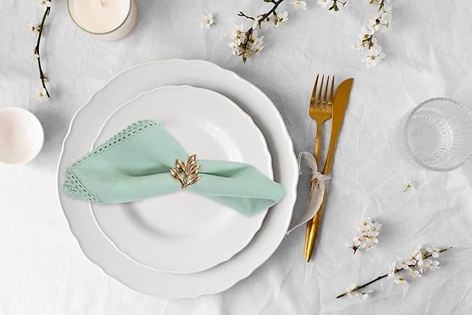 ACCENTHOME Teal Cloth Napkins Set of 6 18x18 inch Cotton Dinner Napkins - Washable Soft Premium Hotel Quality Reusable Napkins Perfect Table Napkins for Family Dinners, Weddings & Everyday Use