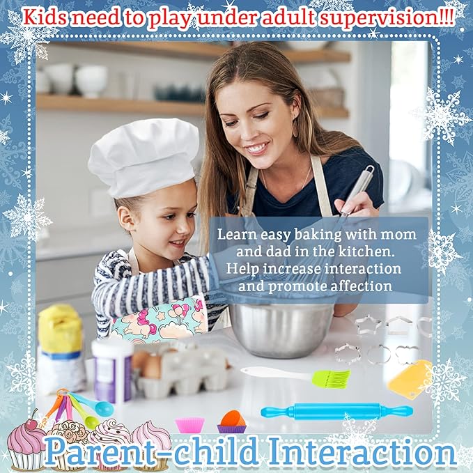 KAEGREEL Kids Baking Chef Set with Unicorn Apron and Mitt, 26pcs Kitchen Toys Kid Cooking Set with Chef Hat Spoons Whisk, Chef Supplies Role Play Gifts for Girls Boys Aged 3 4 5 6 7 8 Years Old