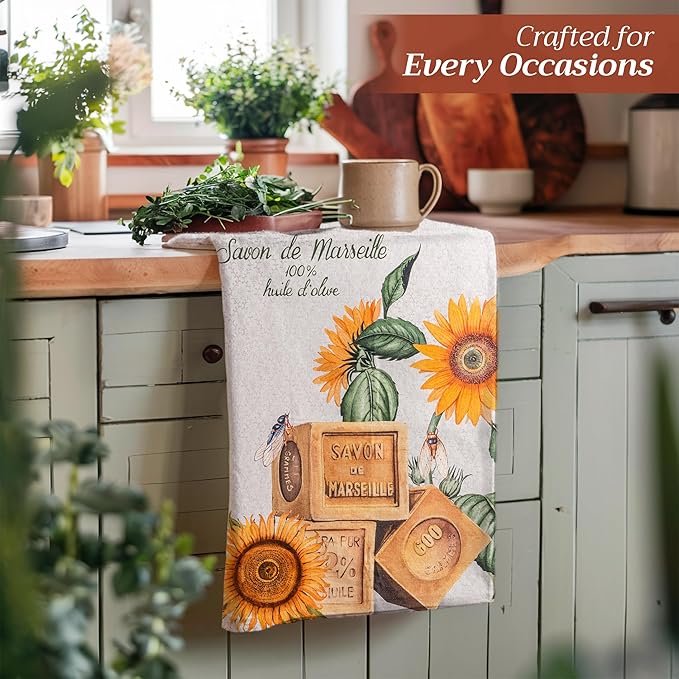 Maison d' Hermine Kitchen Towels Set of 3 100% Cotton 27.50" x 20" Reusable Cloth Tea Dish Towels Absorbent with Hanging Loop for Kitchen Gifts for Mothers Day Spring/Summer (Fanny)
