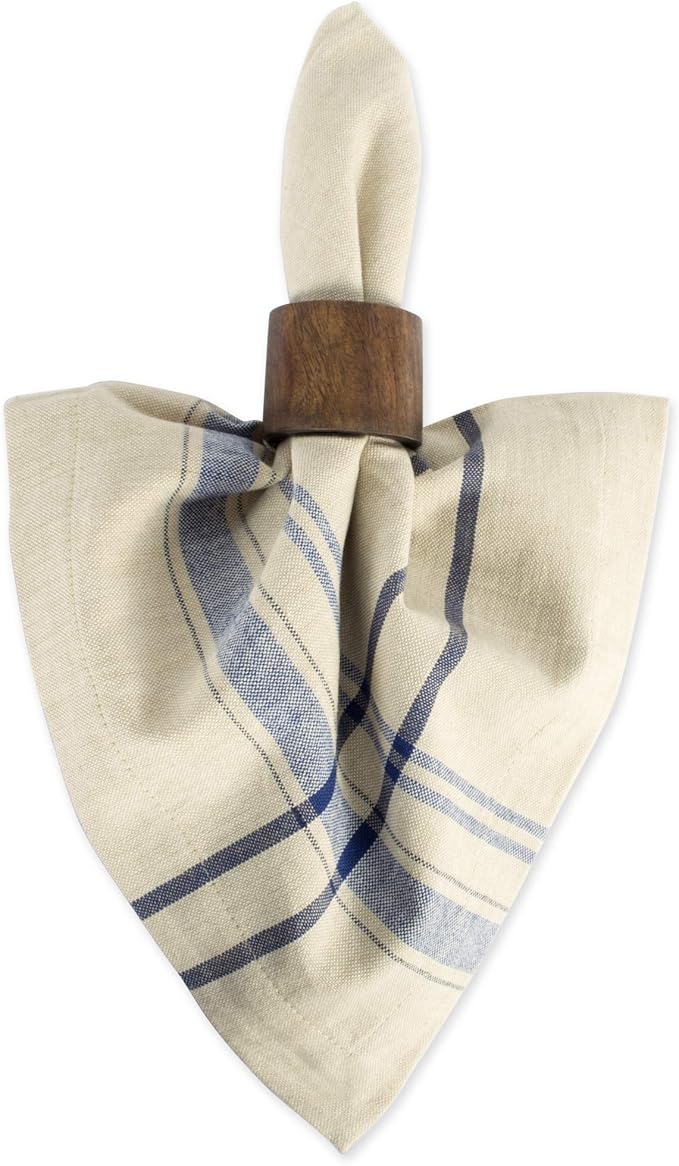 DII French Stripe Tabletop Collection Farmhouse Style Dining Table Linen Napkin Set, 20x20, Taupe/Blue, 6 Piece