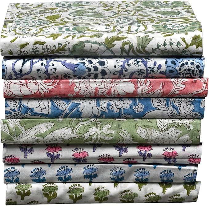 CPC Mix Indian Block Print Cotton Cloth Napkins Set of 4, 18x18 Reusable Everyday Napkins, Soft, Absorbent, Floral Dinner Napkin, Holiday, Party Gift, Spring,Mother's Day