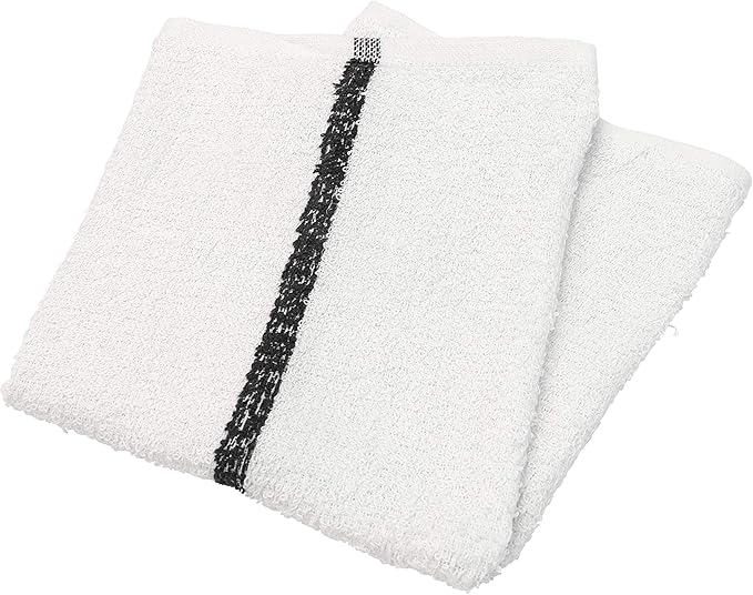 Arkwright Bar Mop Towels Bulk, Case of 60, 100% Cotton Kitchen Dishcloths, Absorbent Quick Dry Cleaning Cloths for Restaurant, Bar and Home Kitchen, 16 x 19 in, White/Black