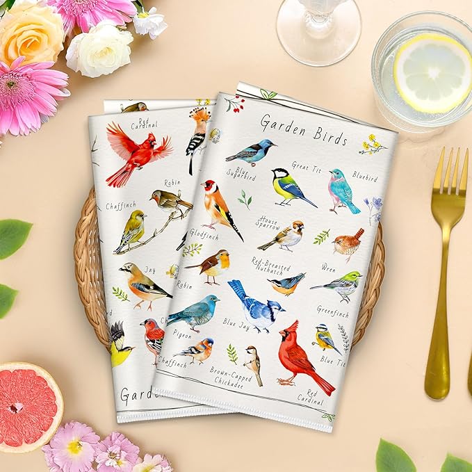Birds Microfiber Kitchen Towels, Soft Absorbent Hand Towel 15.7 × 23.6 Inch, Thick Dish Cloth for Party Anniversary Holiday Decoration, Housewarming Gifts for Mom