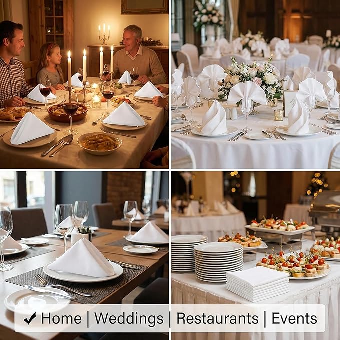 Urban Villa Cloth Napkins White Dinner Napkins Set of 12 (18X18) 100% Cotton Absorbent Washable Durable Reusable Cloth Napkins Ideal for Easter Decorations Hotel Collection Farmhouse Parties Napkins