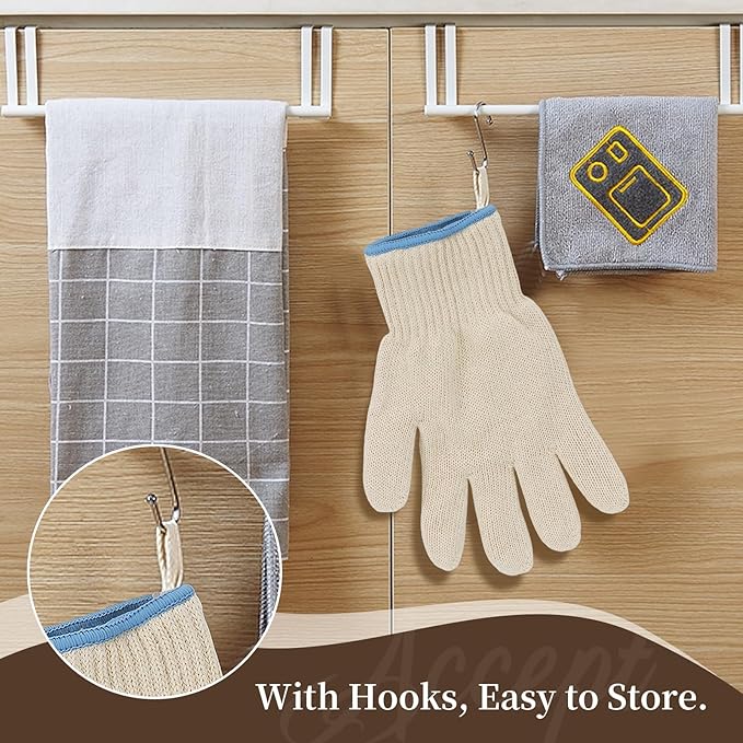 Hovico Heat Resistant Oven Gloves, Ove Glove BBQ Gloves Heat Resistant Cooking Oven Mitts with Fingers Grilling Glove, Full Hand Protection, Grill Gloves for Outdoor Hot Food Handling (Set of 2)