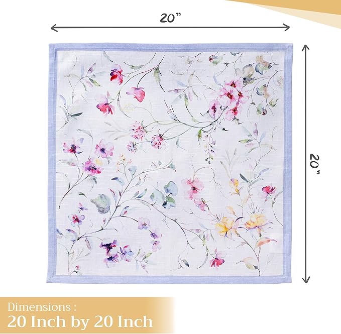Maison d' Hermine Cloth Napkins Set of 4 100% Cotton Everyday Reusable Square Napkins Cloth Washable Dinner Party Wedding Restaurant Gifts for Mothers Day Spring/Summer (Summer Floral, 20" x 20")